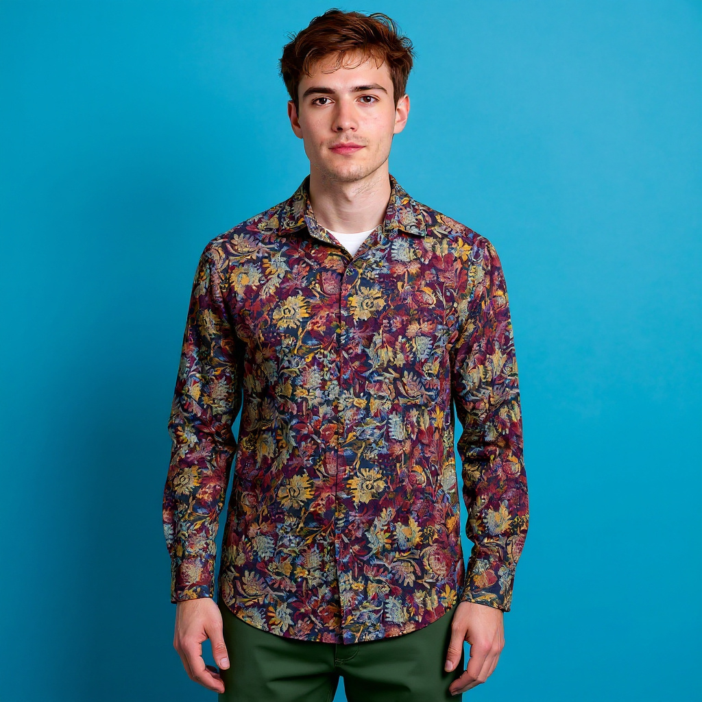 Vintage 90s multicolor floral geometric long sleeve Shirt - Size S