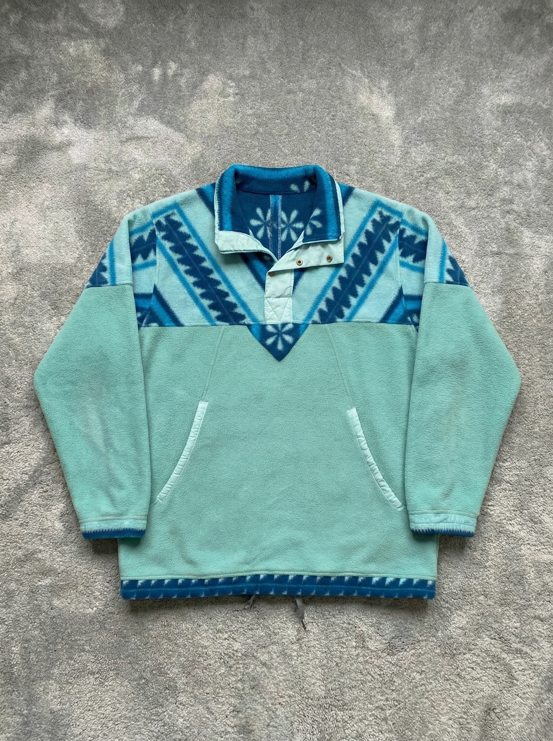 Vintage 80/90s blue geometric colorblock Fleece - Size XL
