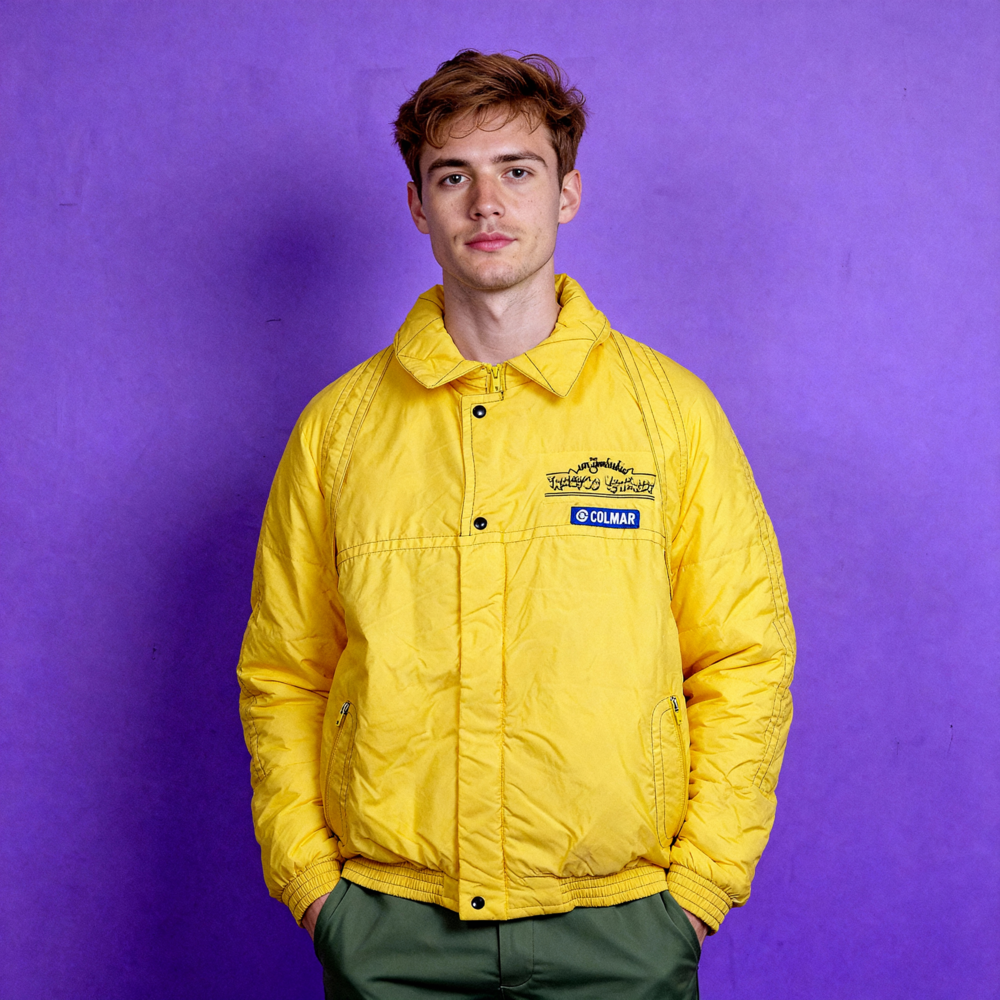 Vintage 80s 90s yellow Colmar memorabilia Winter Jacket - Size L