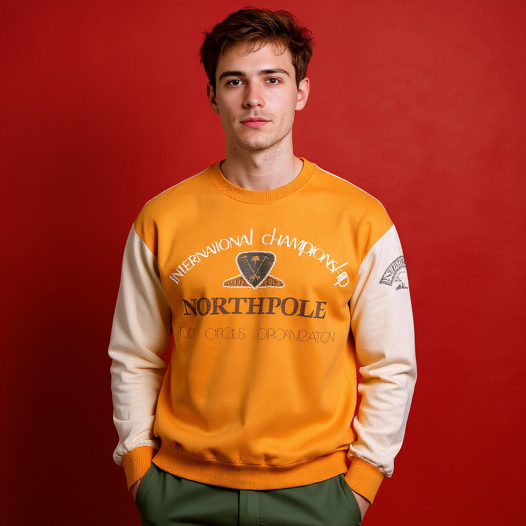 Vintage 80s 90s white and orange printed Sweatshirt - Size M/L