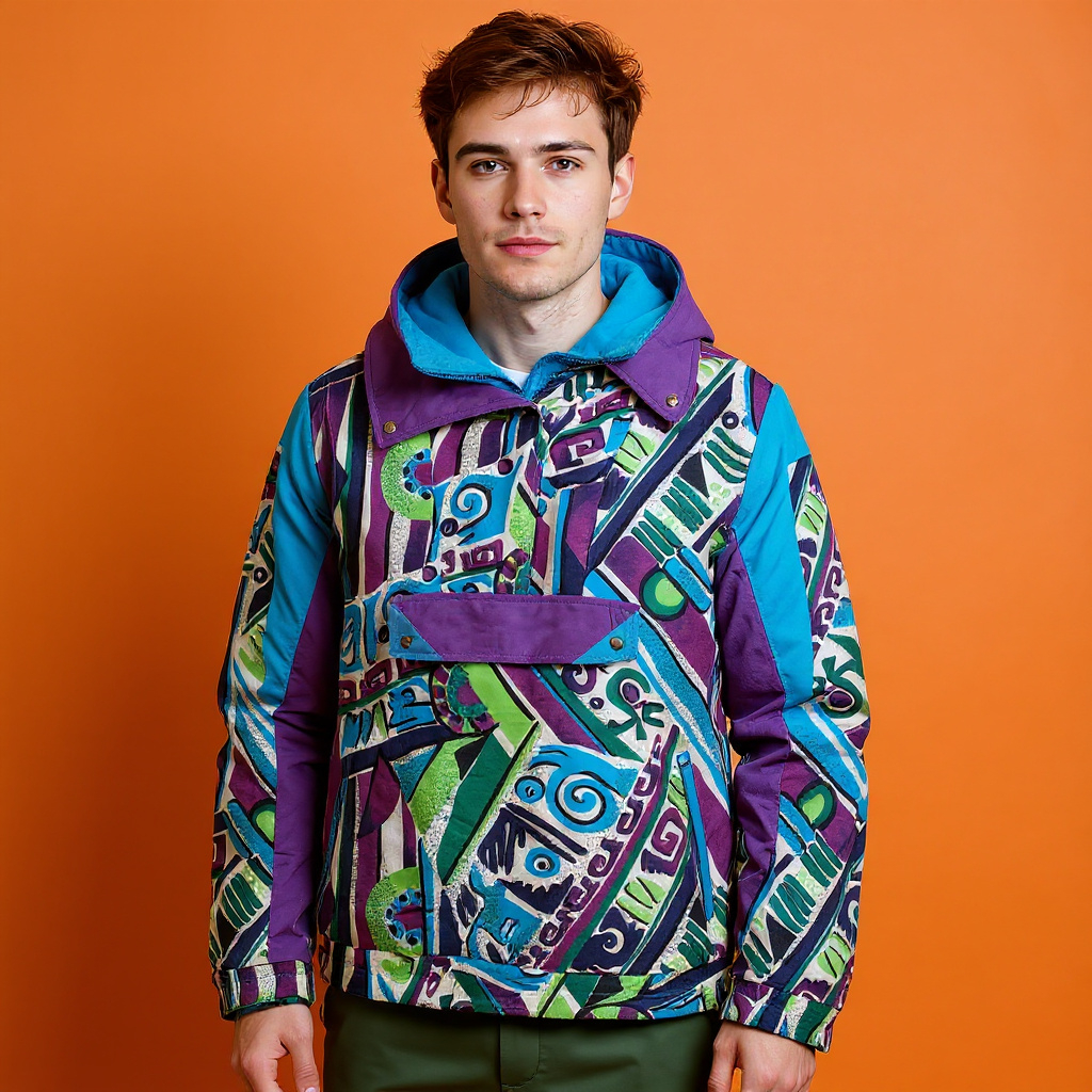 Vintage 80s 90s multicolor abstract Winter Jacket - Size L