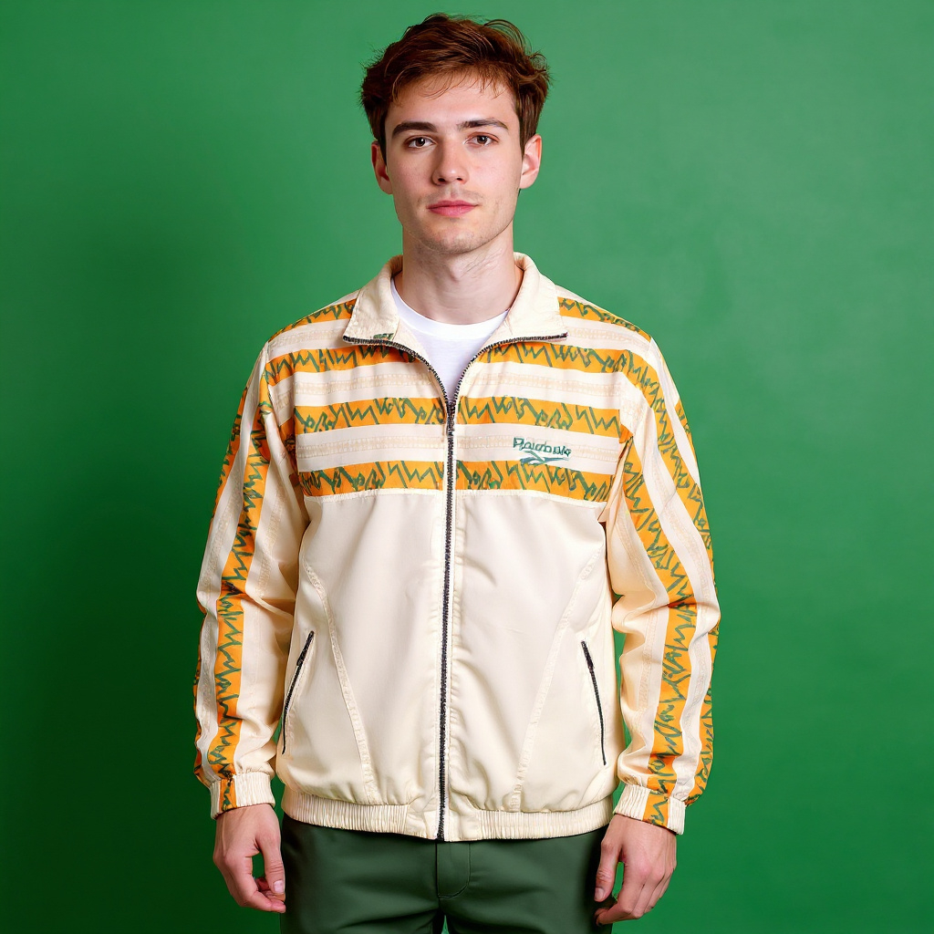 Vintage 90s Reebok white cream and orange Windbreaker Jacket - Size M/L