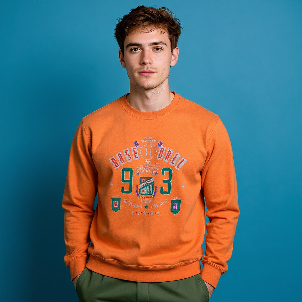 Vintage 80s 90s orange printed Sweatshirt - Size M