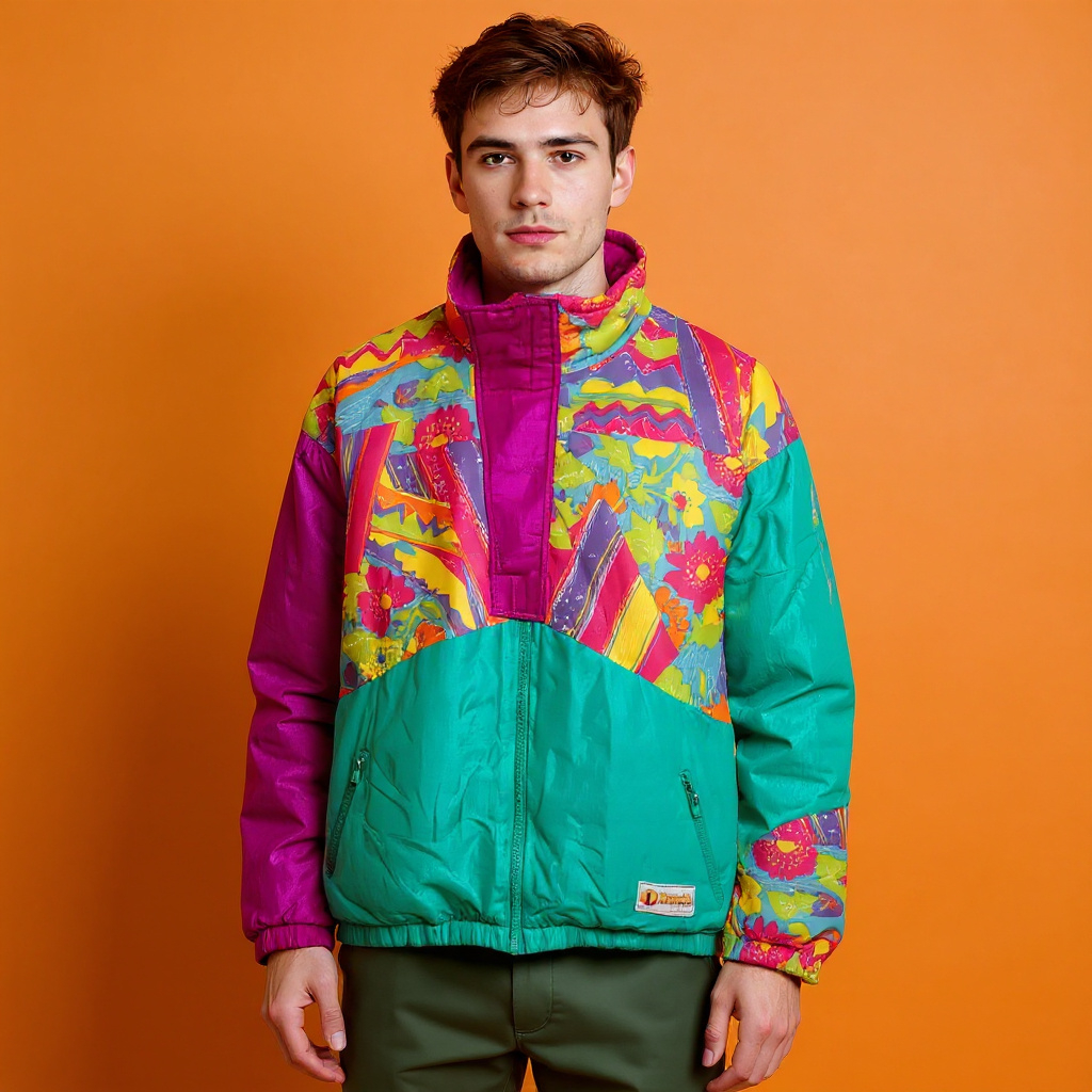 Vintage 80s 90s multicolor abstract Winter Jacket - Size L