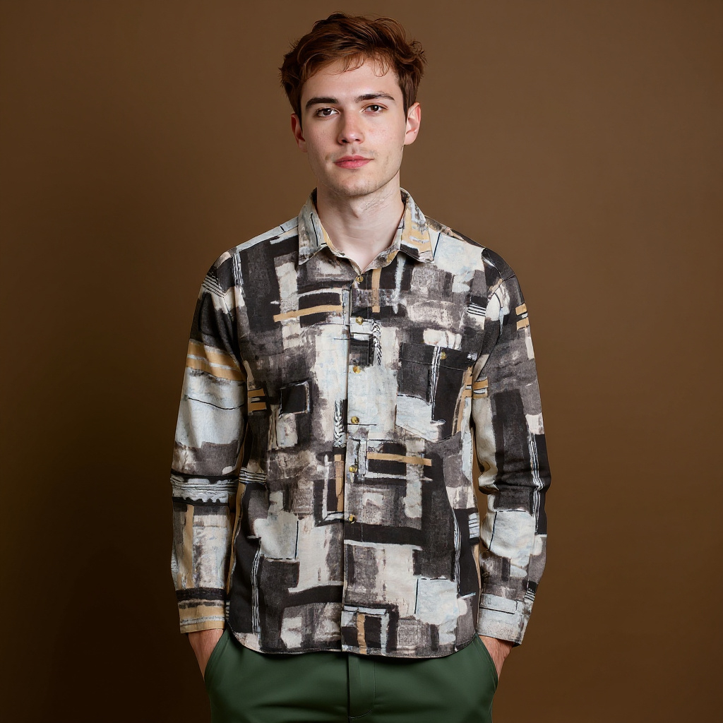 Vintage 90s abstract multicolor long sleeve Shirt - Size L