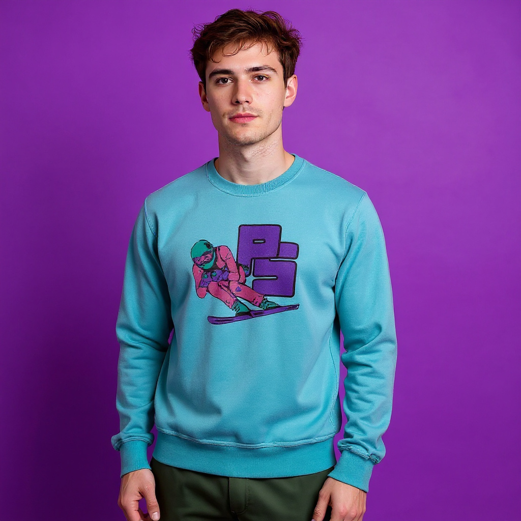 Vintage 80s 90s blue printed Sweatshirt - Size L