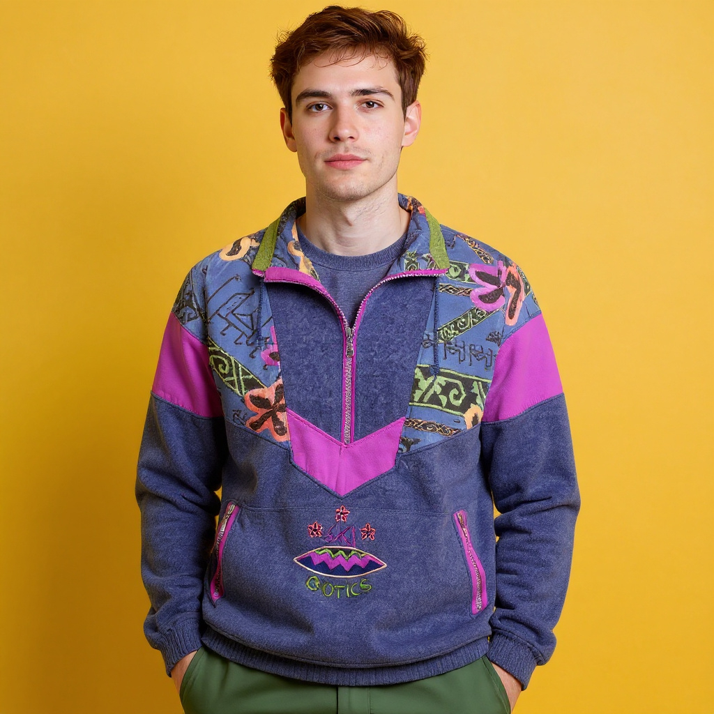 Vintage 80/90s Purple abstract geometric Fleece - Size XL/XXL