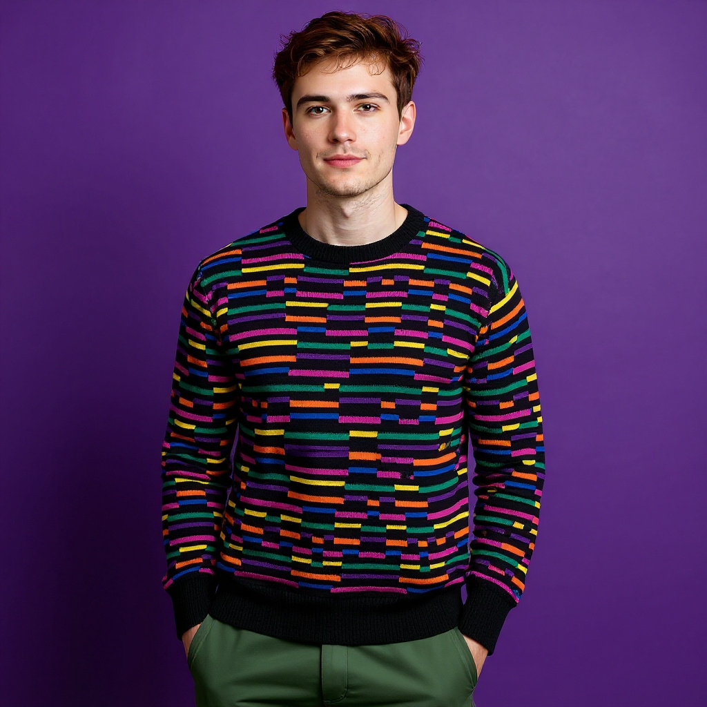 Vintage 80s 90s Conte of Florence black and multicolor 3D pattern Sweater - Size M