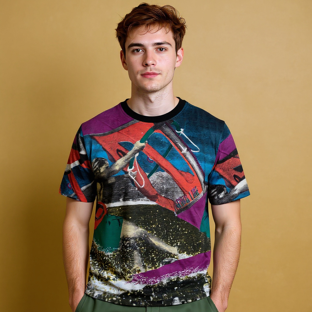 Vintage 90s multicolor graphic print T shirt - Size L/XL