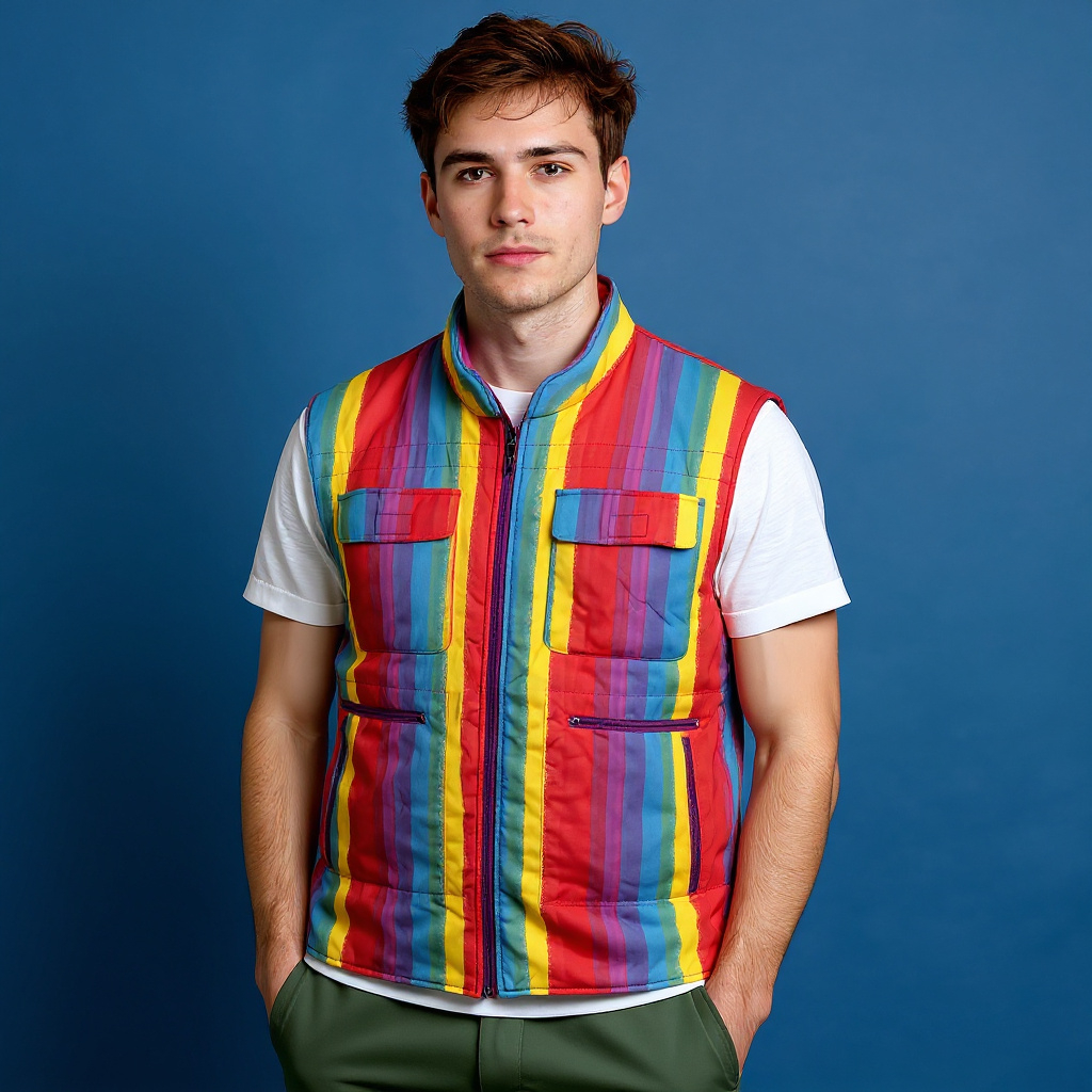 Vintage 80s 90s multicolor striped Winter Jacket - Size XL