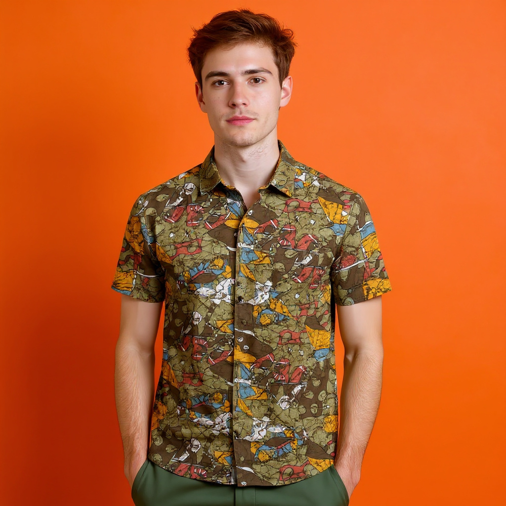 Vintage 90s abstract multicolor short sleeve Shirt - Size S/M