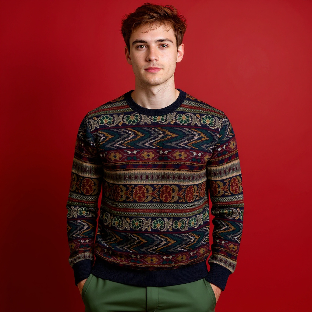 Vintage 80s 90s Paul & Shark multicolor abstract 100% wool Sweater - Size L