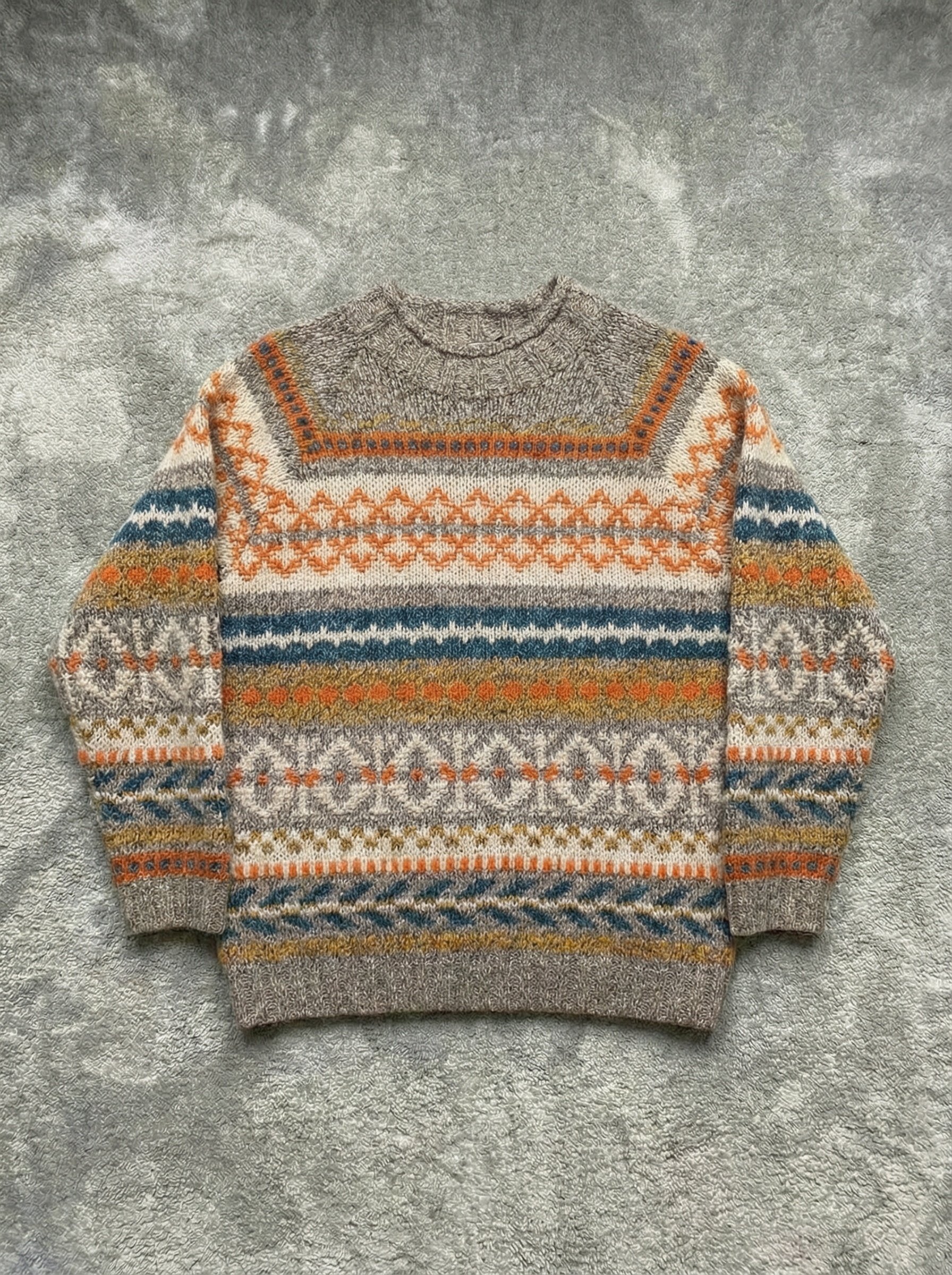 Vintage 80s 90s multicolor abstract striped wool Sweater - Size L/XL