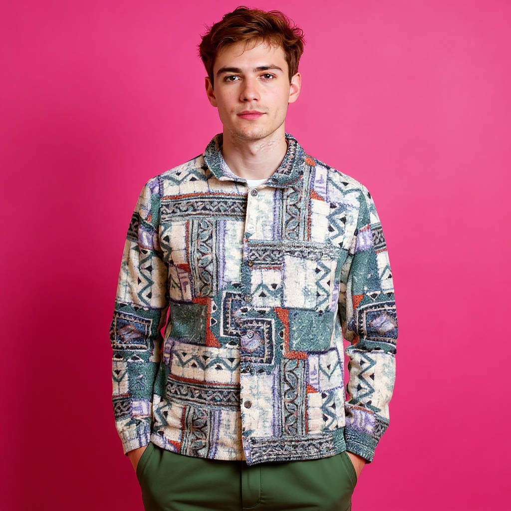 Vintage 80/90s multicolor abstract geometric Fleece - Size M