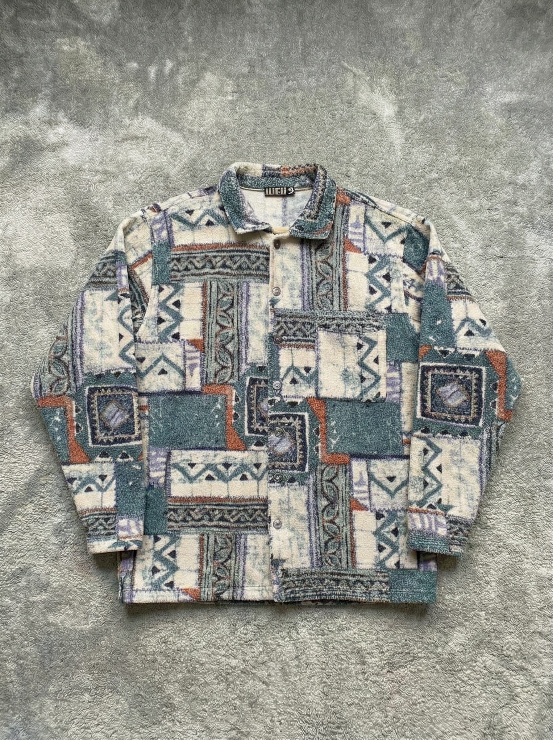 Vintage 80/90s multicolor abstract geometric Fleece - Size M