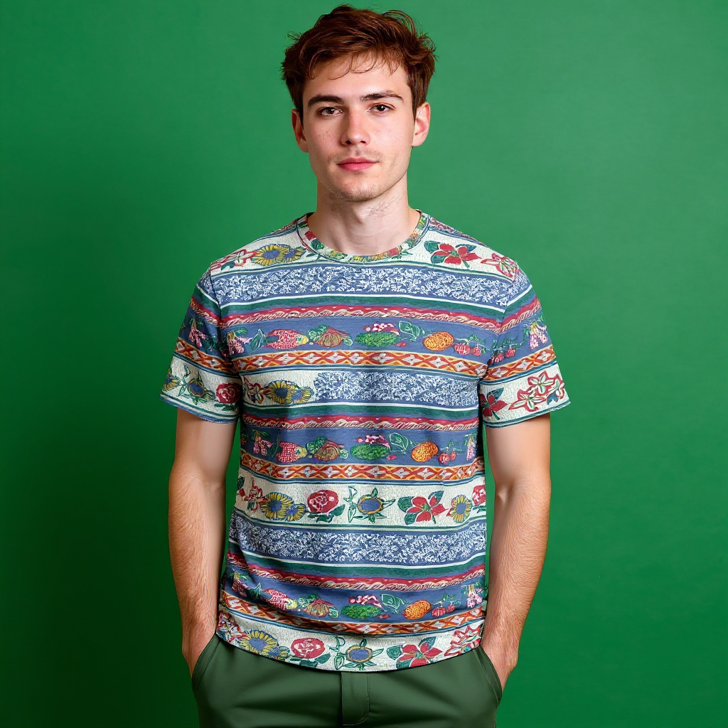 Vintage 90s graphic striped multicolor T shirt - Size M/L