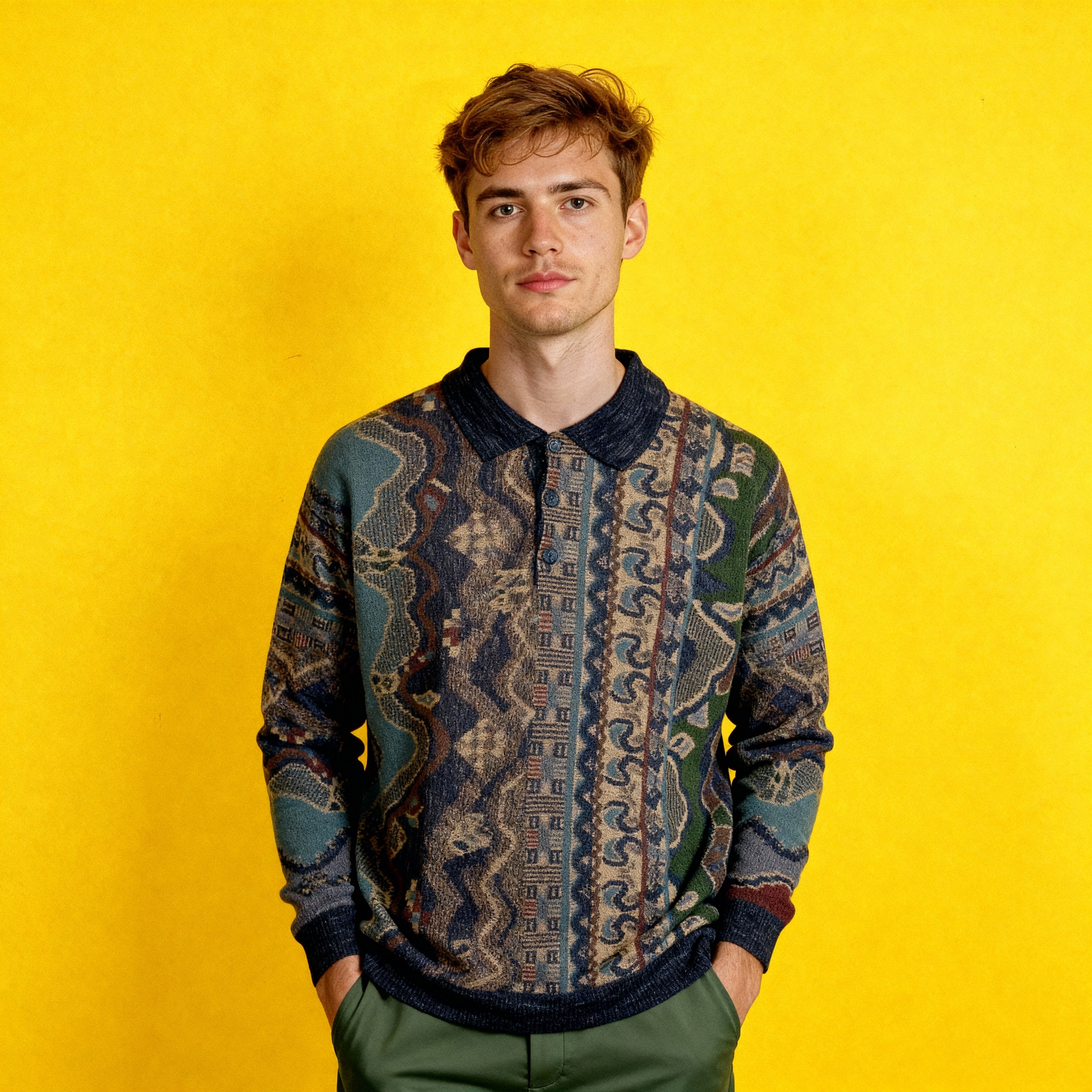 Vintage 80s 90s multicolor abstract pattern 50% wool Sweater - Size XXL