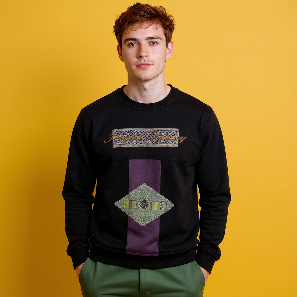 Vintage 80s 90s black embroidered Sweatshirt - Size M