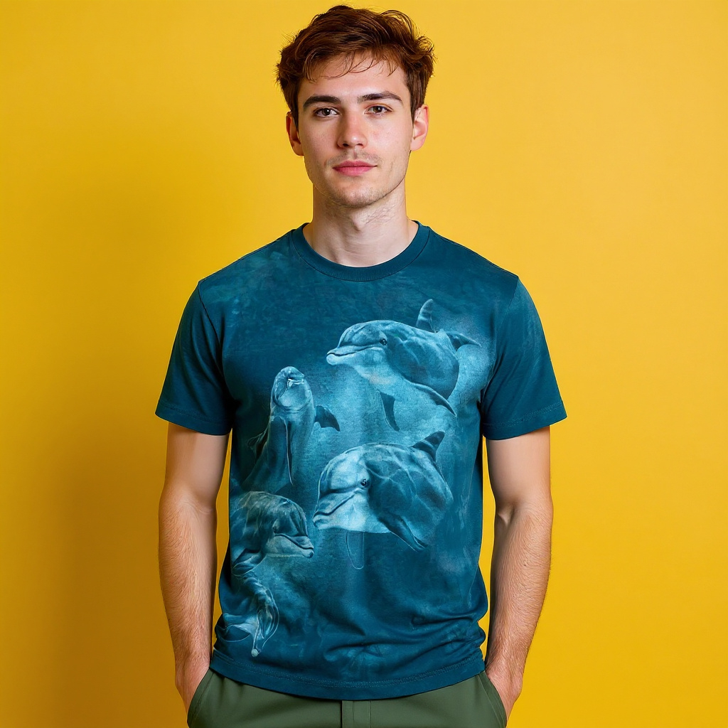 Vintage 90s blue dolphin graphic print T shirt Made in USA - Size M/L