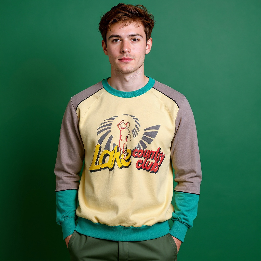 Vintage 80s 90s biege and grey printed Sweatshirt - Size L/XL