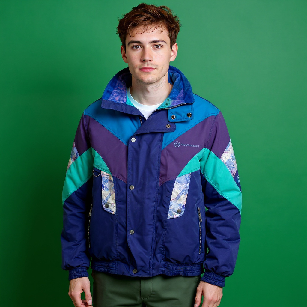 Vintage 80s 90s navy colorblock geometric Sergio Tacchini Winter Jacket - Size XXL