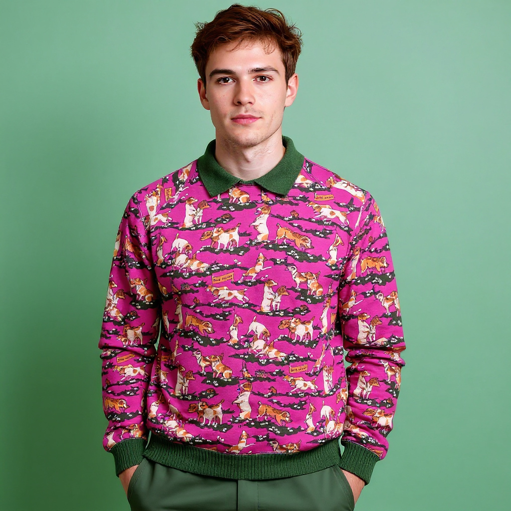 Vintage 80s 90s Jack Russell pink and white Sweatshirt - Size M/L