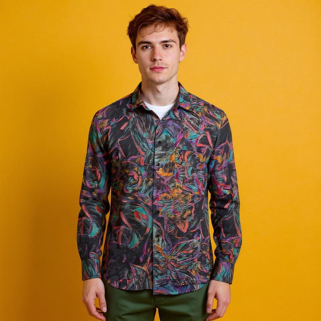 Vintage 90s abstract multicolor long sleeve Shirt - Size XL