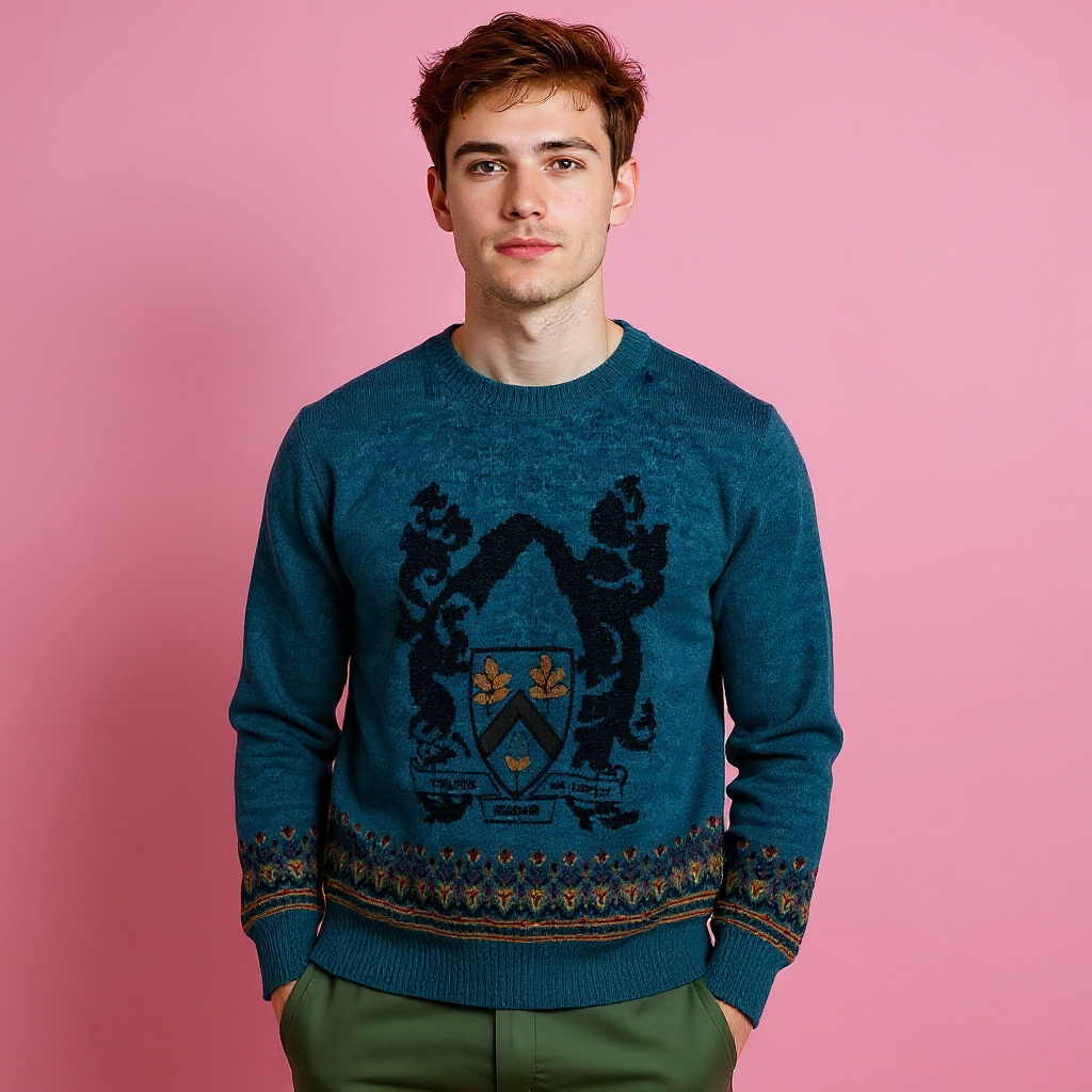 Vintage 80s 90s blue 50% alpaka and wool Sweater - Size L