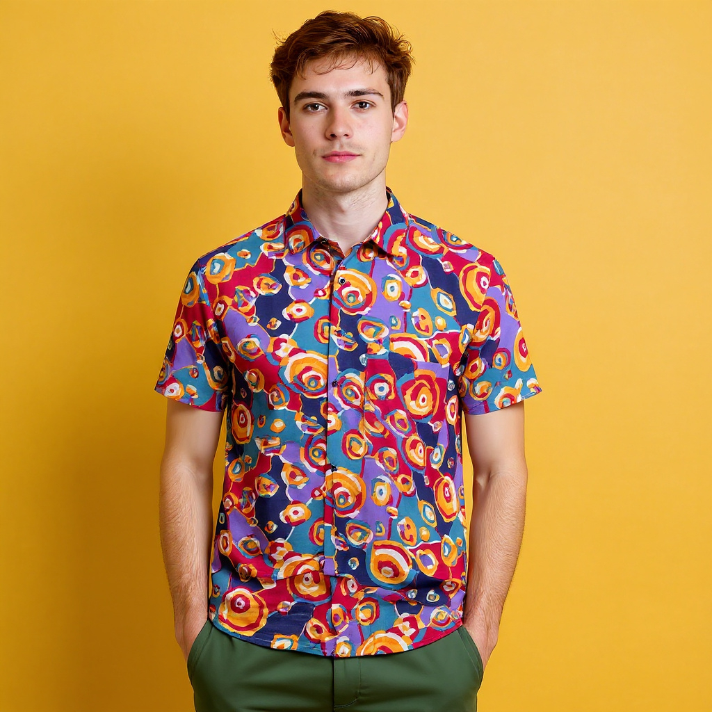 Vintage 90s multicolor abstract short sleeve Shirt - Size XL