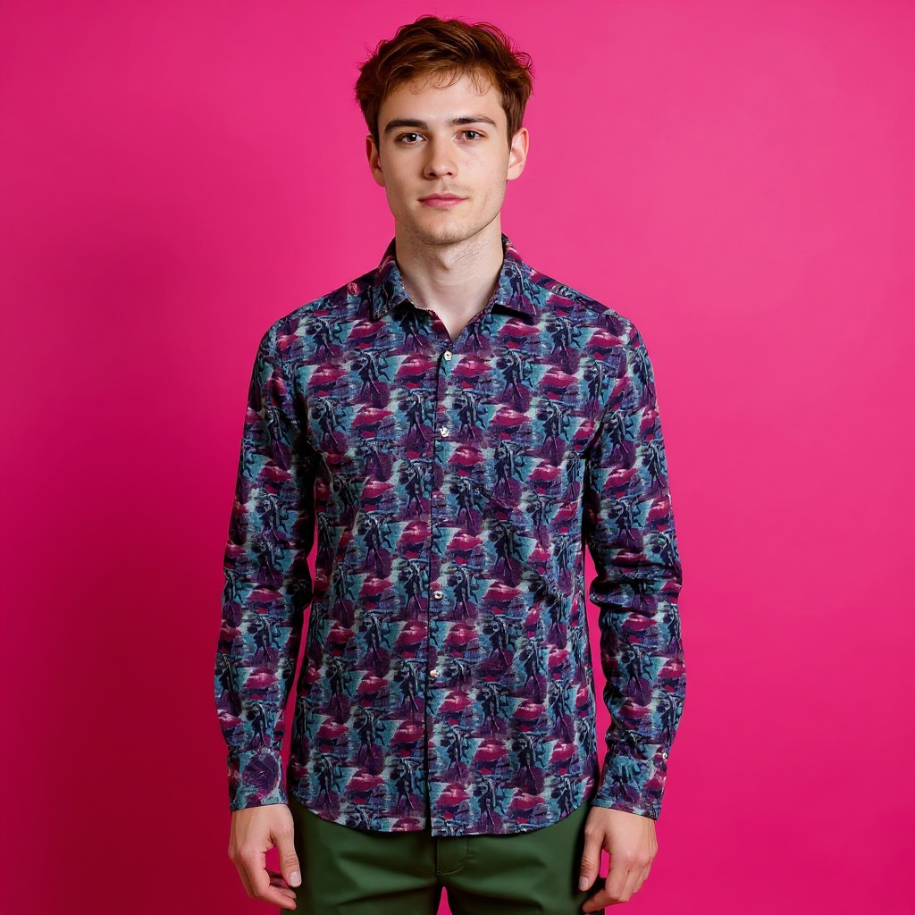 Vintage 90s Replay blue and red print long sleeve Shirt - Size XL