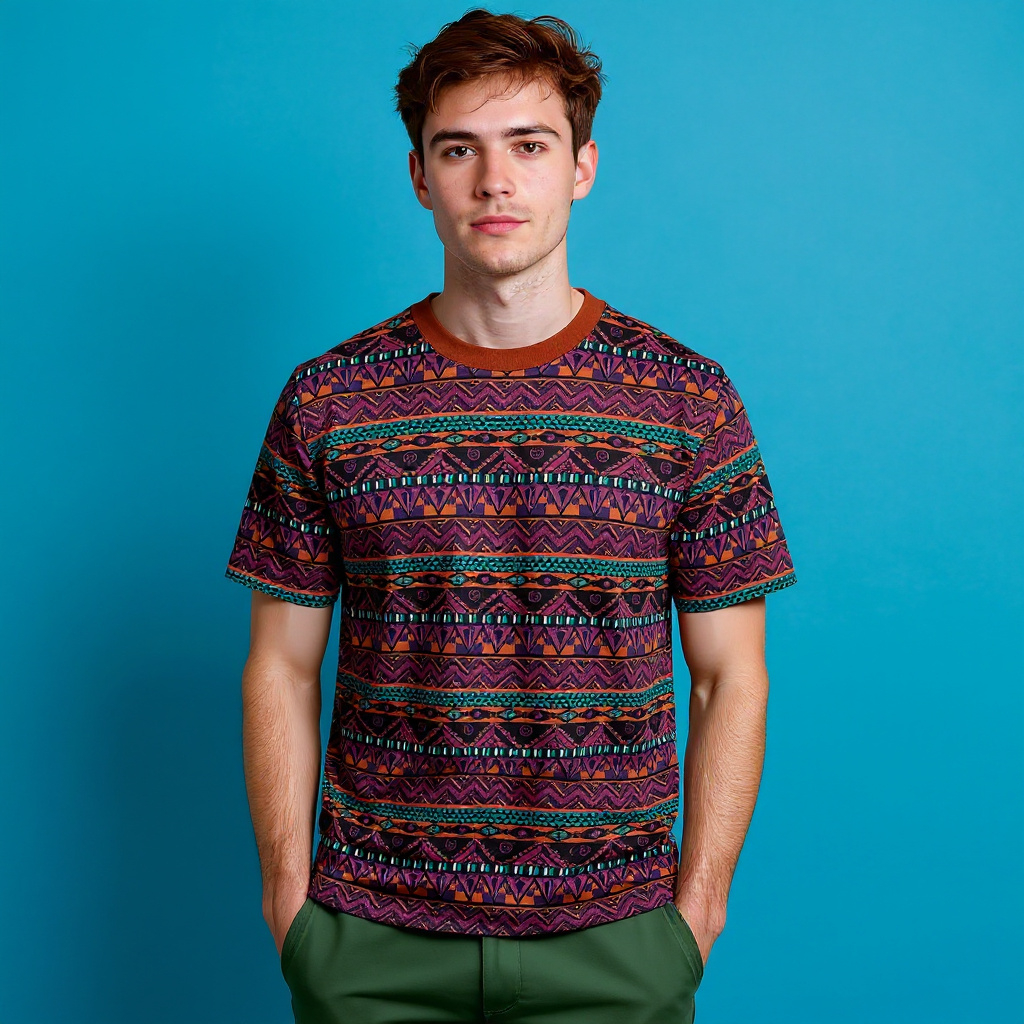 Vintage 90s red and orange striped abstract T shirt - Size XL