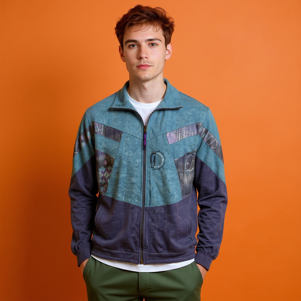 Vintage 80s 90s blue and purple full zip Sweatshirt - Size L