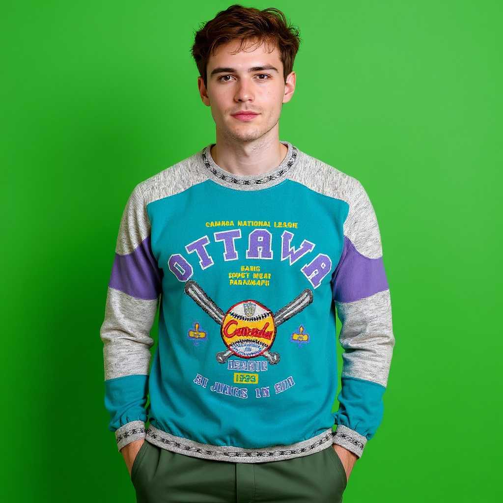 Vintage 80s 90s blue and grey Ottawa baseball Sweatshirt - Size M/L