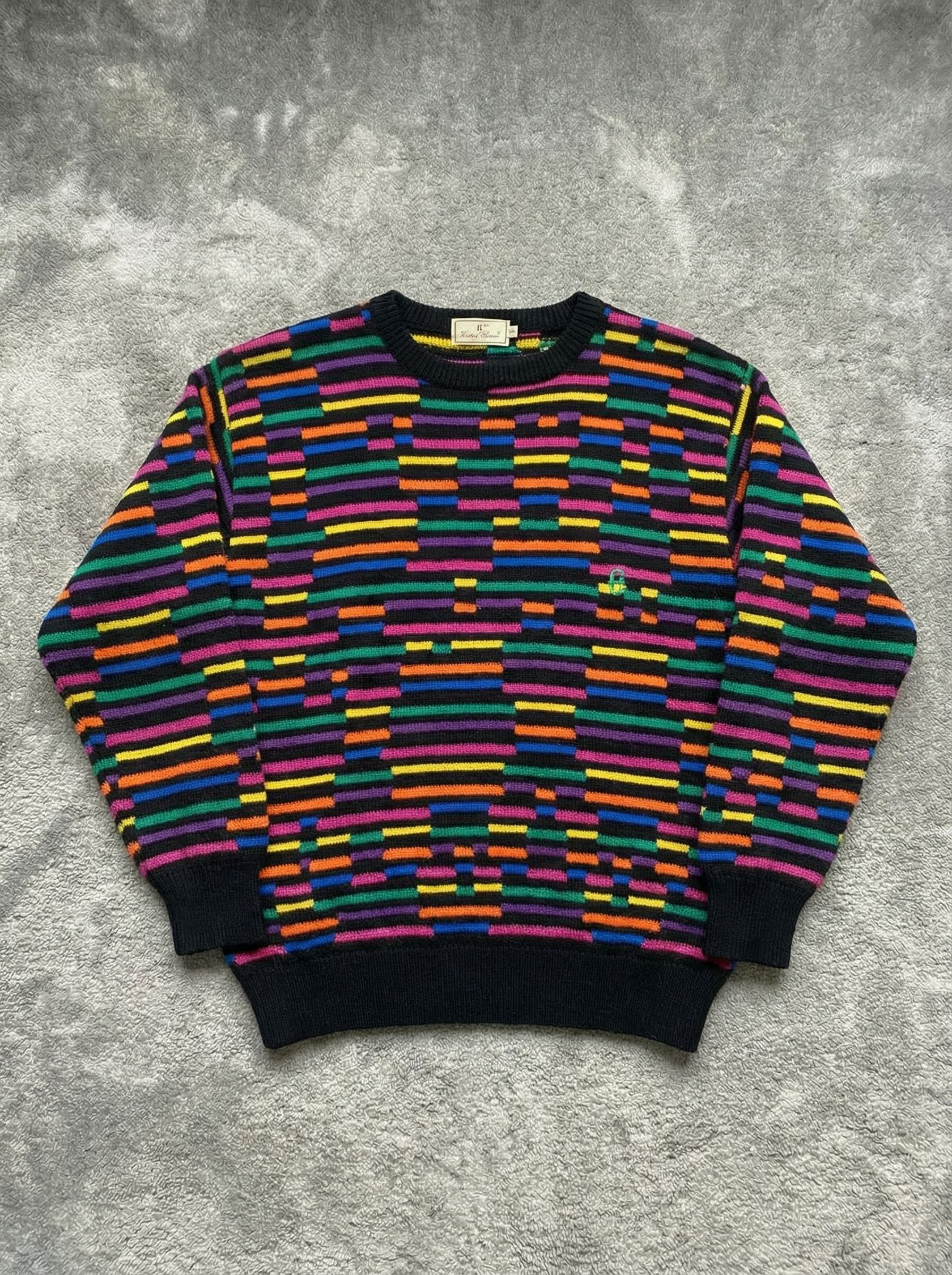 Vintage 80s 90s Conte of Florence black and multicolor 3D pattern Sweater - Size M