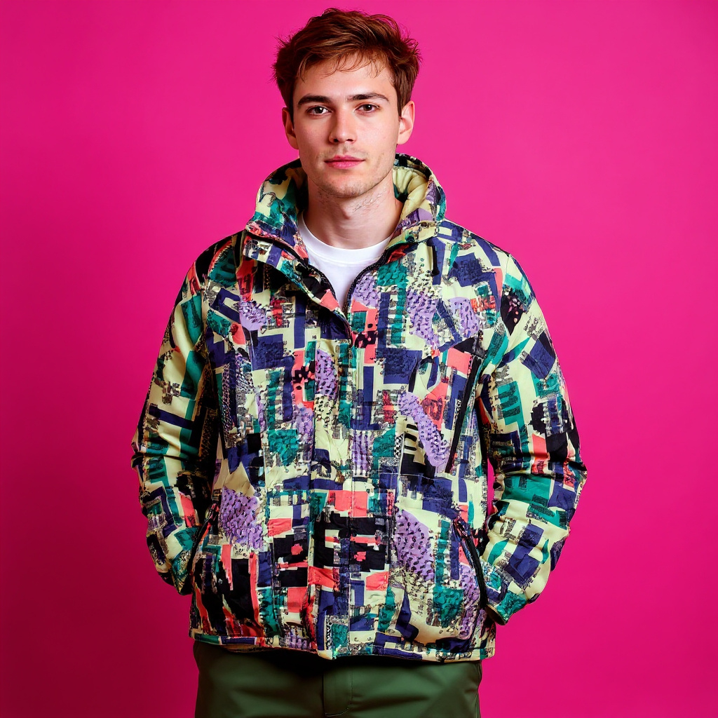 Vintage 80s 90s multicolor abstract Winter Jacket - Size M