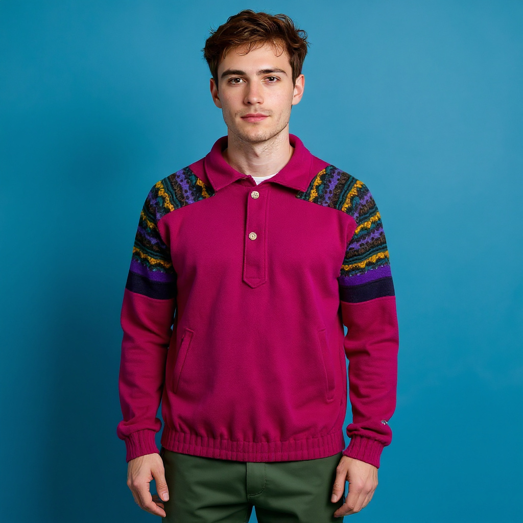 Vintage 80/90s fucsia abstract Fleece - Size L/XL