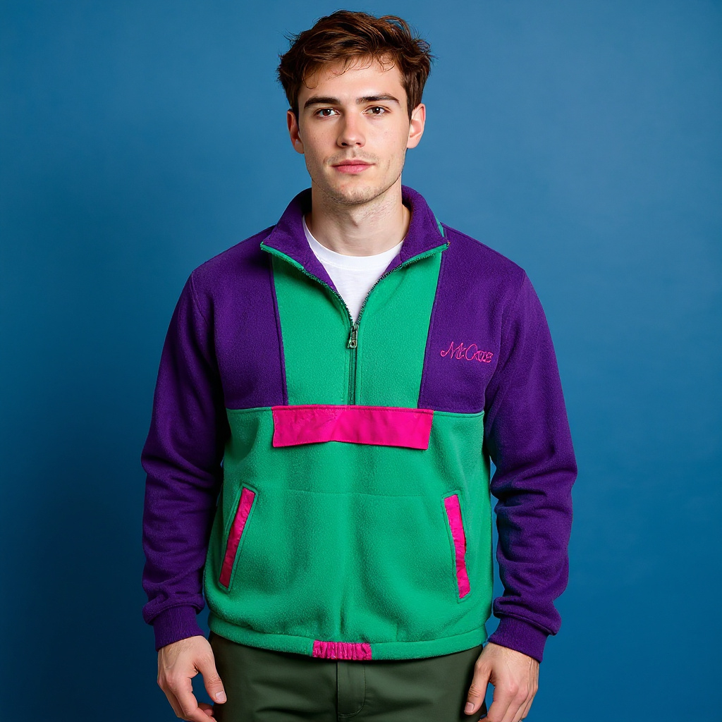 Vintage 80/90s purple and green colorblock Fleece - Size M/L