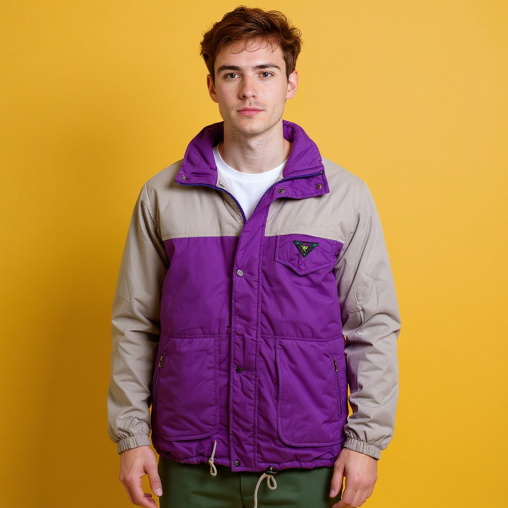 Vintage 80s 90s purple and grey geometric Winter Jacket - Size XL