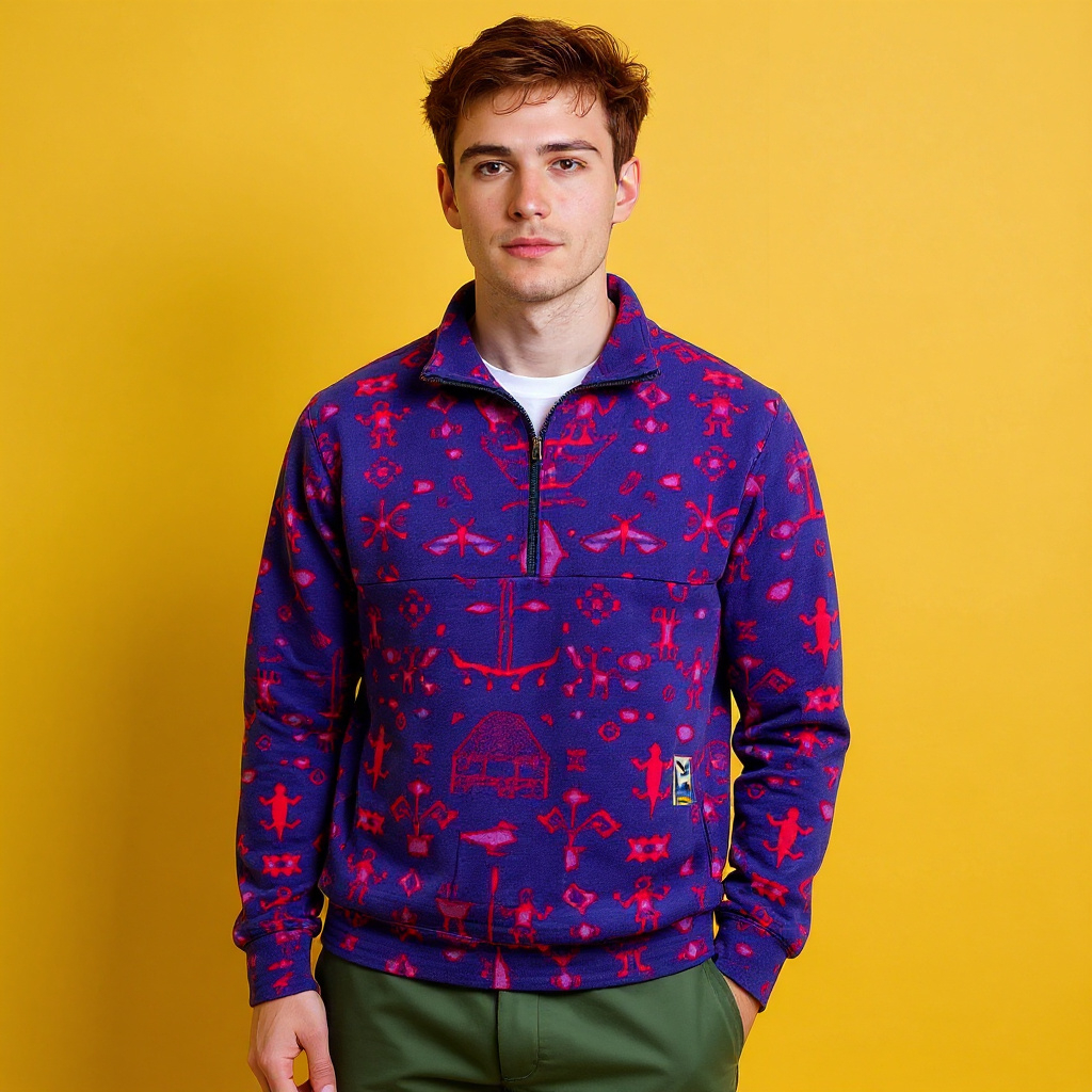 Vintage 80/90s Salewa Purple and red abstract Fleece - Size L