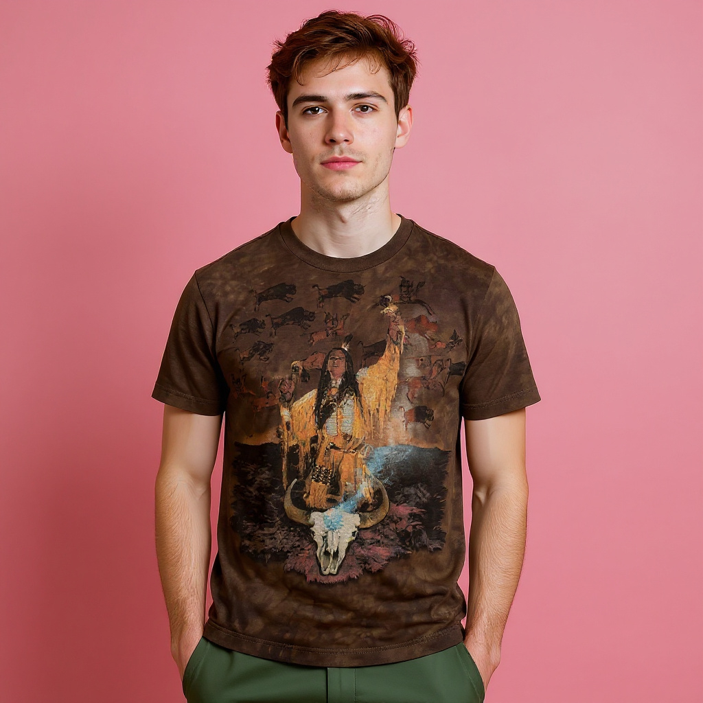 Vintage 90s brown graphic print The Mountain USA T shirt - Size L