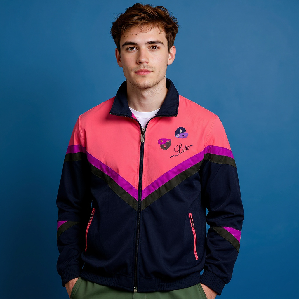 Vintage Lotto 90s colorblock pink navy Windbreaker Jacket - Size M