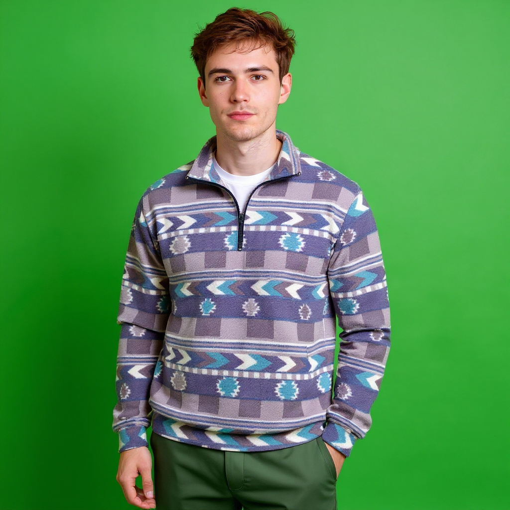 Vintage 80/90s mutlicolor abstract Fleece - Size XL