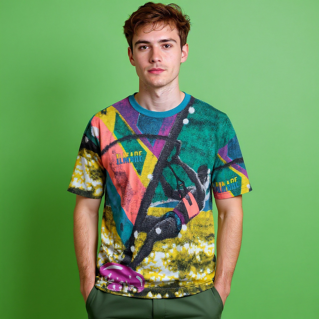 Vintage 90s multicolor graphic print T shirt - Size L/XL