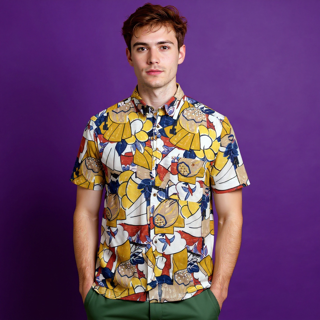 Vintage 90s abstract multicolor short sleeve Shirt - Size M/L