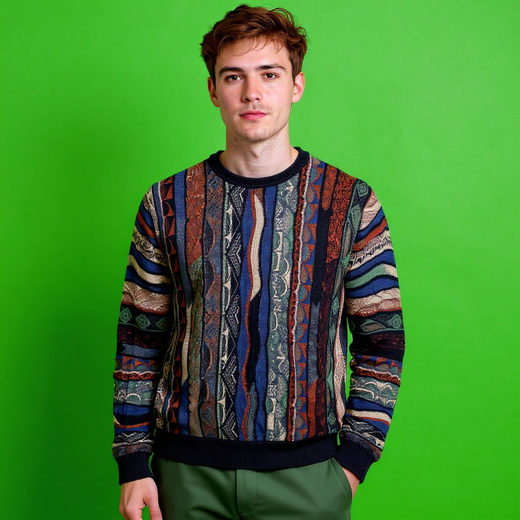 Vintage 80s 90s multicolor 3d pattern Sweater - Size M/L