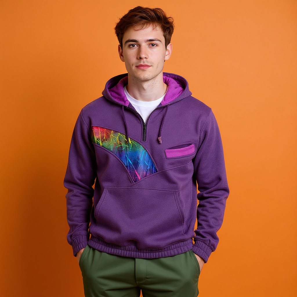 Vintage 80/90s Ppurple hooded Fleece - Size M/L